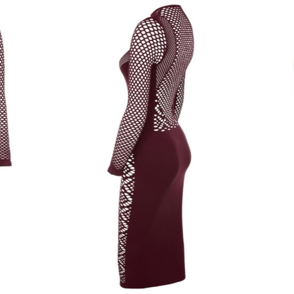 NWT House of CB Silvy Open Knit Dress in Red Berry - Picture 4 of 5